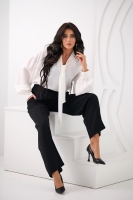 Bluzka damska elegancka wiązana pod szyją POLSKI PRODUCENT - kremowa